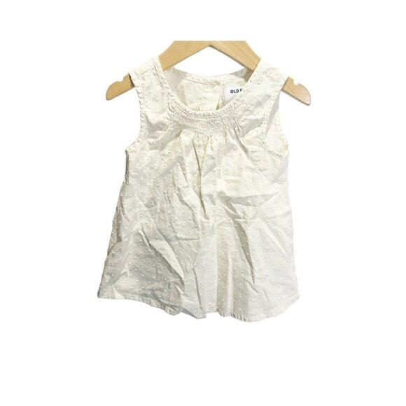 Old Navy Girls 4T Ivory Eyelet Sleeveless Blouse Button Back Summer Cotton - Picture 5 of 5